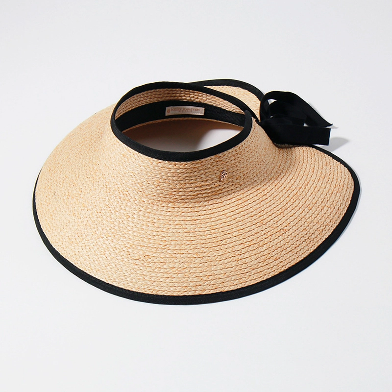 open top raffia beach cap