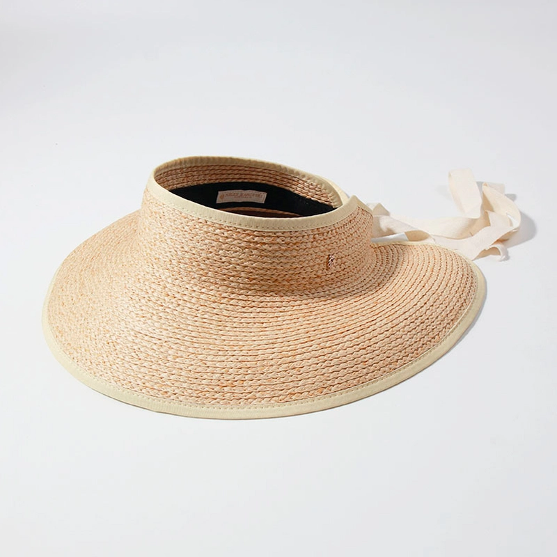 open top raffia beach cap