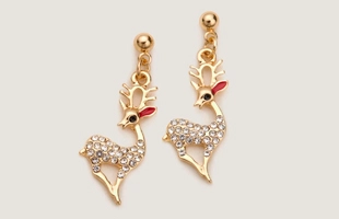 3104198 cristal rhinestone Reno Navidad pendientes