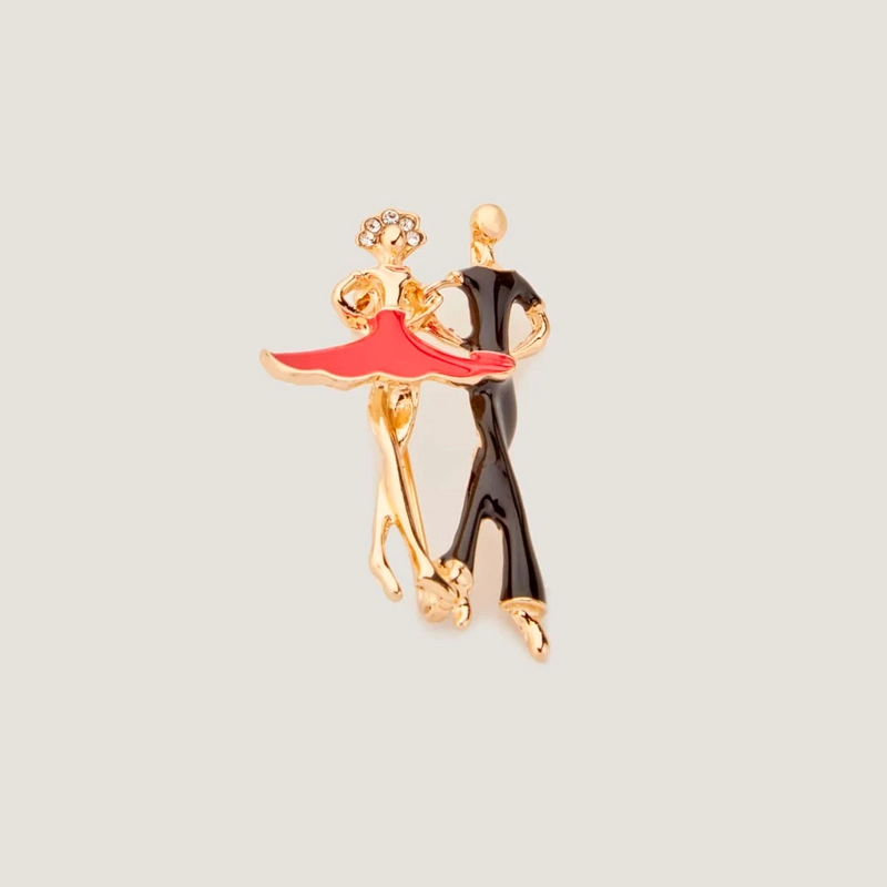 enamel double dance brooch