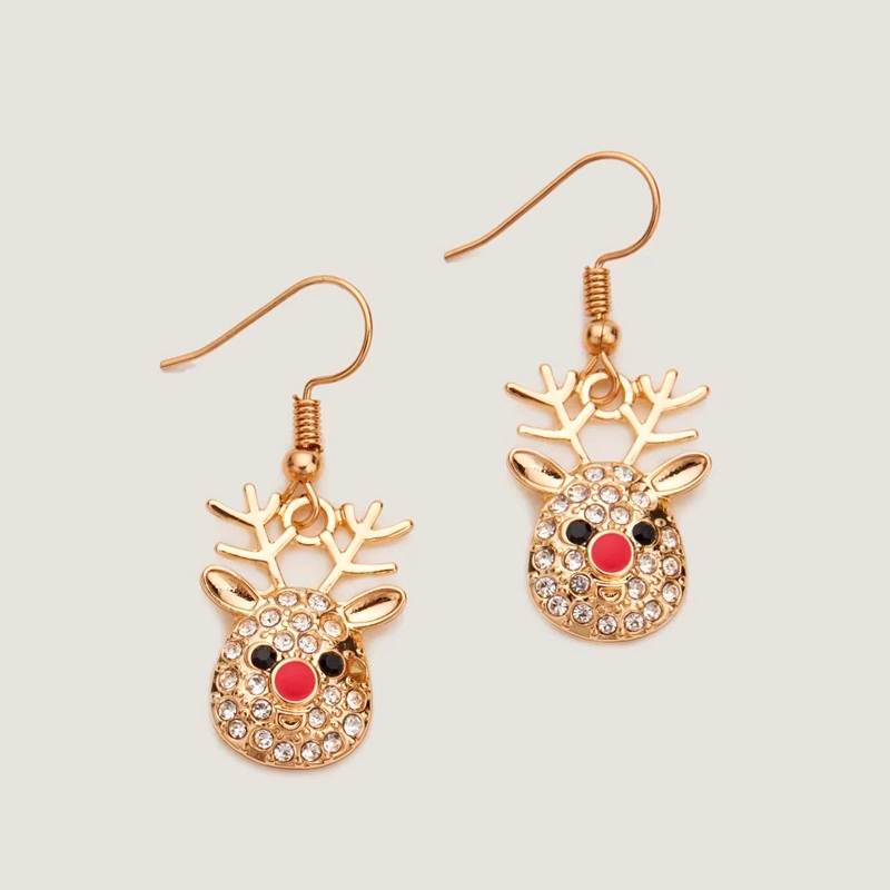 christmas reindeer drop earrings