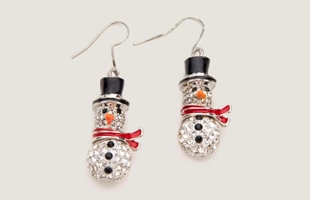 3104203 Navidad Diamante Snowman Pendientes