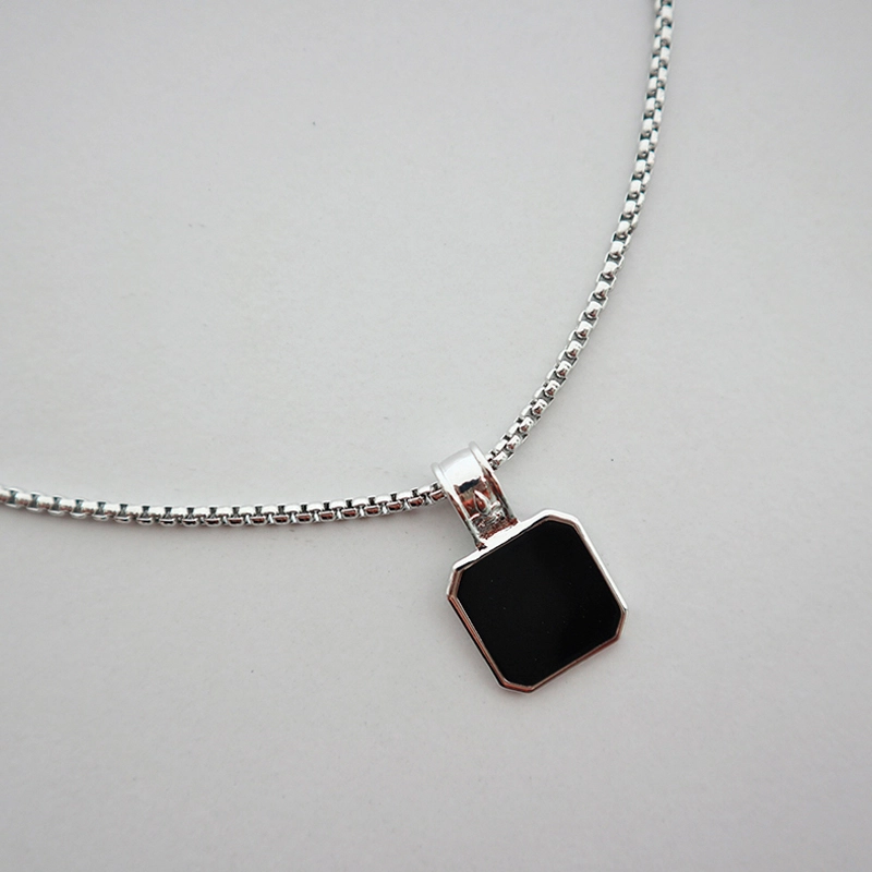 men's black enamel pendant