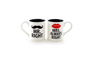 Juego de tazas de café de cerámica 3210446 Mr & Mrs